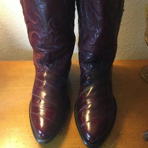 Los Altos genuine eel skin boots. Nice shiny maroon. 8.5D